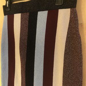 INC. International Concepts SZ L Metallic Striped Pencil Skirt Stretch Knit EUC